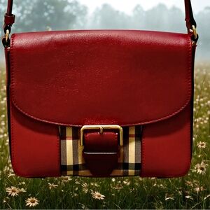 Burberry Horseferry  Check  Medium Dickens Red Crossbody Bag